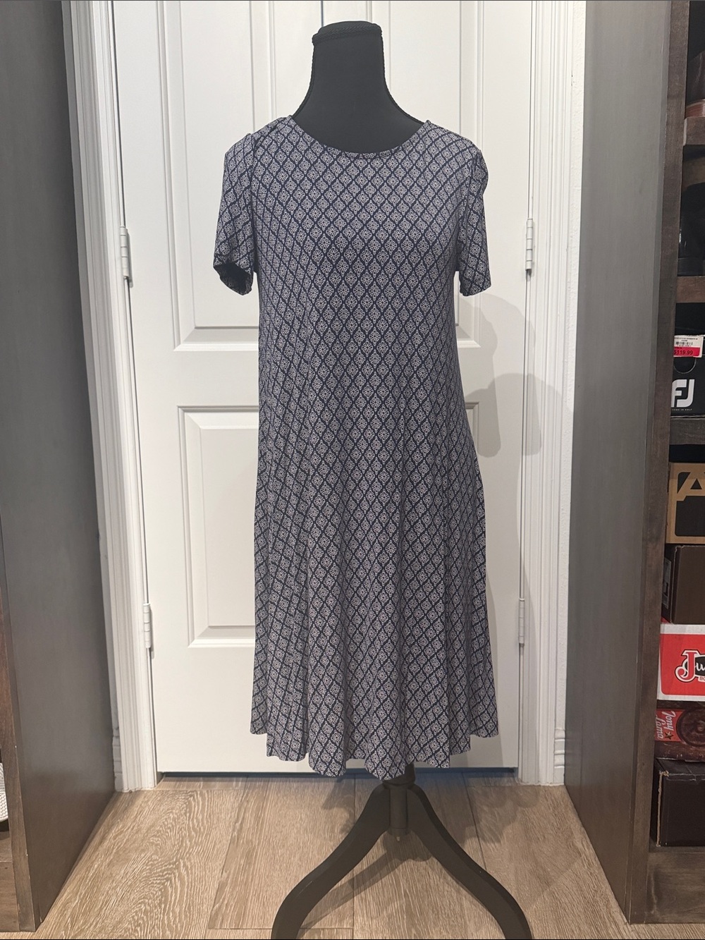 Old Navy Blue Geometric Midi Dress (A)